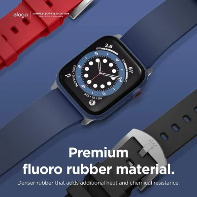 Elago Apple Watch 45/44/42mm/Ultra Premium Fluoro Rubber Strap (Online Packaging) _ Blue